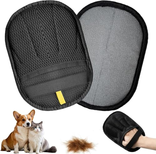 Raixleb 2 Stück Tierhaarentferner Handschuh - Fünf-Finger Haarentfernungshandschuh, Plus Size & Wiederverwendbarer Katzenhaarentferner, ideal zum Hundehaare entfernen, Fellmagnet für Sofa & Auto