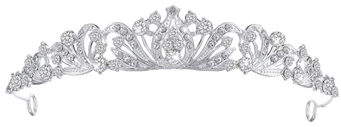Nogeqi 1 styck diadem silver strass prinsessa krona damer elegant brud kristall tiara drottning krona dekoration för bröllop, karneval, födelsedag, festprocessioner och fest hårtillbehör