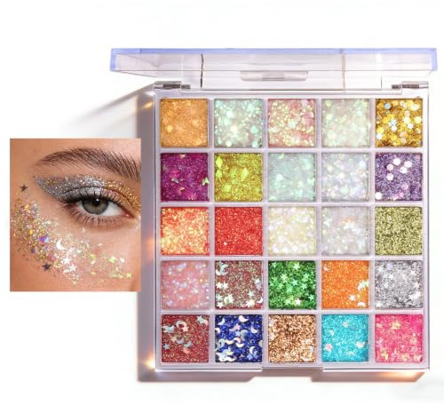 Prreal Palette De Gel À Paillettes Corps 25 Couleurs, Gel À Paillettes