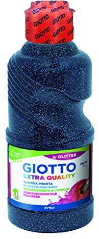 Giotto Extra Quality, Malfertige GLITTER Temperafarbe höchster Qualität, 250 ml - dunkelblau