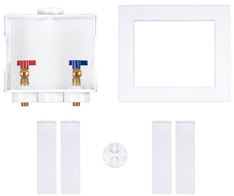 Oatey 38529 Quadtro, 1/4 Turn, Copper Washing Machine Outlet Box,White