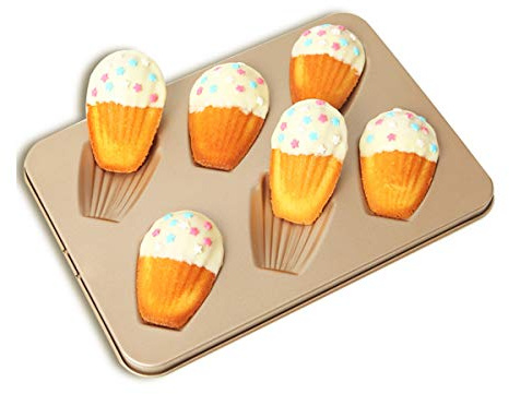 CAN_Deal Non Stick Heav-gauge Steel 6 Holes Madeleine Baking Tray, Cake Baking Mould Pan, Produce Cake Size 8 x 5 x 1.5cm