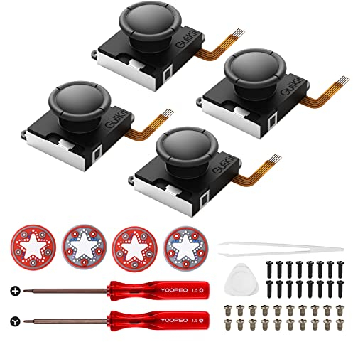 AKNES GuliKit Switch JoyCon Joystick, Switch Hall Effect Joystick Reparaturset für JoyCon, Switch Joy Con Repair Kit Ersatzteile für Switch/Switch OLED/Switch Lite, No Drift (2 Pairs)