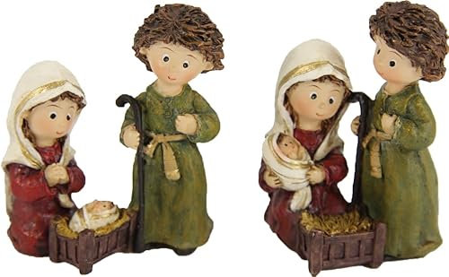 FADEDA 2 x Hlg. Familie, Nativity Block / Height 7 cm / Hand-Painted / Detailed Nativity Scene Figures - Christmas Table Decoration Nativity Accessories