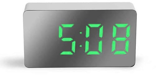 Small Mini Digital Alarm Clock for Travel with LED Time or Temperature Display Snooze, Adjustable Brightness Simple Operation -NEW (Green)