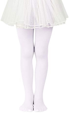 Zando Ballet Tights Girls, School Tights For Girls, Kids Thermal Leggings Age 1-14 Years, White, 9-14 Years