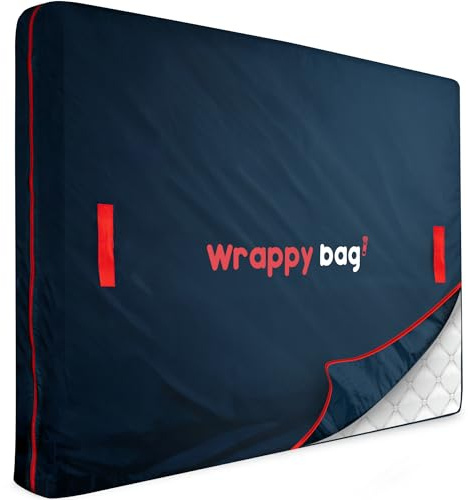 WRAPPYBAG – Skyddsöverdrag i Oxfordpolyester för Madrass – Förvaringspåse med 4 Bärhandtag – för Flytt, Förvaring & Transport - 160 x 200 cm