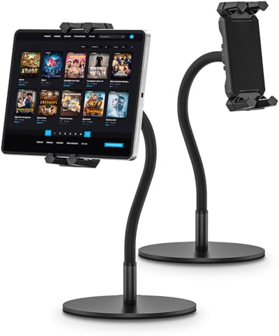 JUBORUI Supporto Tablet da Tavolo, Porta iPad da Tavolo con Metallo Collo Oca, Girevole Supporto iPad Scrivania per ipad Air/Mini 4.7-13.5 Tablets