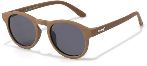 Maesy Kinder Sonnenbrille für 6-12 Jahre - UV400 Polarisierter Schutz - Flexibler und Biegsamer Rahmen - Sichere und Bequeme Sonnenbrille Kinder - Braun - Novi