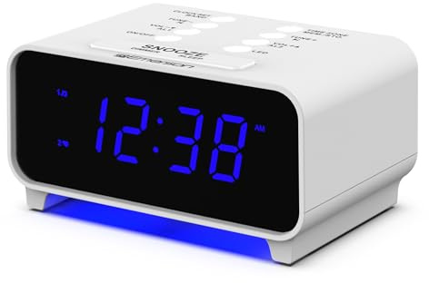 Emerson CKS1500 SmartSet Dual Alarm Clock Radio with AM/FM, 0.9” Blue LED Display, 4-Level Dimmer, Blue Accent Light, Sleep Timer & Auto Time Setting