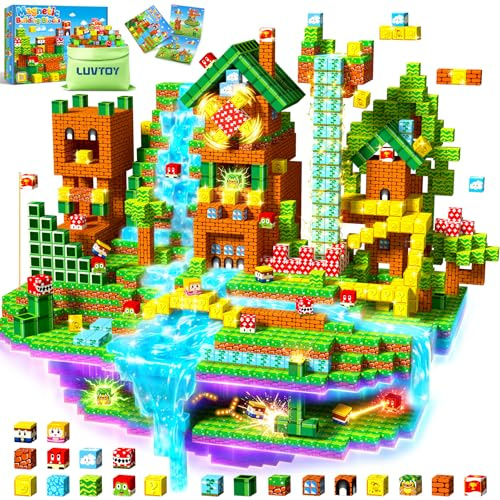 LUVTOY Magnetic Blocks - Magnetic Building Blocks - Building Cubes Toys for Montessori Halloween Easter Birthday Gifts - Creative Blocks Kids Games - Sensory Toys Boys Girls Ages 3 4 5 6 7 8 9 10