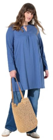Ulla Popken Longshirt, A-Line, Tunic Style T-shirt, blå, 60/62 IT dam