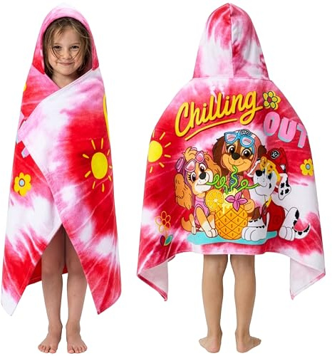 Get Trend Patrulla Canina Poncho Toalla Niña con Capucha 2-6 Años, 100% Algodón Toalla de Baño Infantil, Piscina Playa Poncho de Natación con Capucha, Idea de Regalo para Niña (Rosa Paw Patrol)