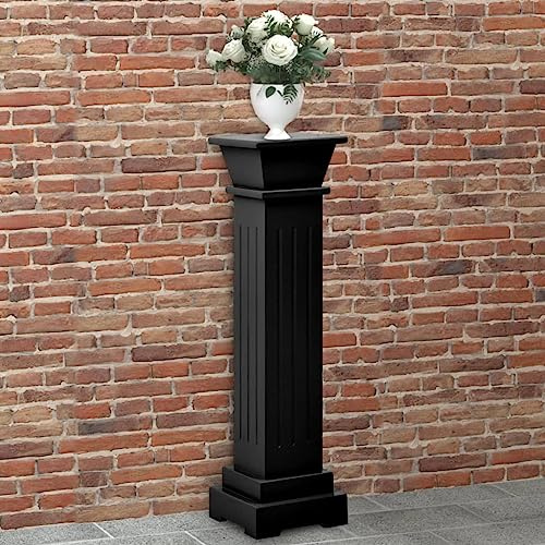 Frdhee Soporte para plantas, soporte clásico para plantas de columna, negro, 17 x 17 x 66 cm, MDF, soporte para plantas para diferentes tamaños de macetas