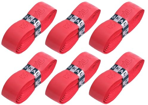 Karakal - PU Super Grip - Nastro Adesivo Antiscivolo per Badminton, Squash, Tennis, Mazze da Hockey o Curling - 6 PCS - Rosso