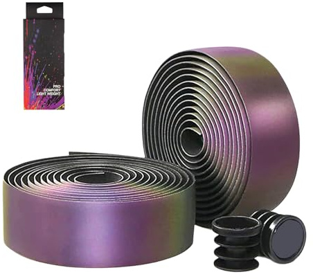 Bumlon Road Bike Handlebar Tape, Bicycle Bar Tape, PU Leather + EVA, Reflective Cycling Handle Grip Wrap - 2 Rolls