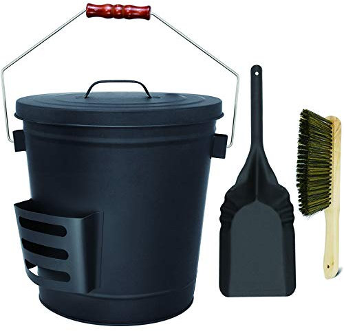 Hisencn Ash Bucket with Lid and Shovel, 5.15 Gallon Large Galvanized Metal Coal and Hot Ash Pail for Fireplace, Hearth, Charcoal Wood Fire Pits Burning Stoves Indoor and Outdoor