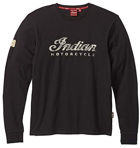 Indian Motorcycle Men's Long Sleeve Script Logo T-Shirt, Black - 2861891,Black,3XL