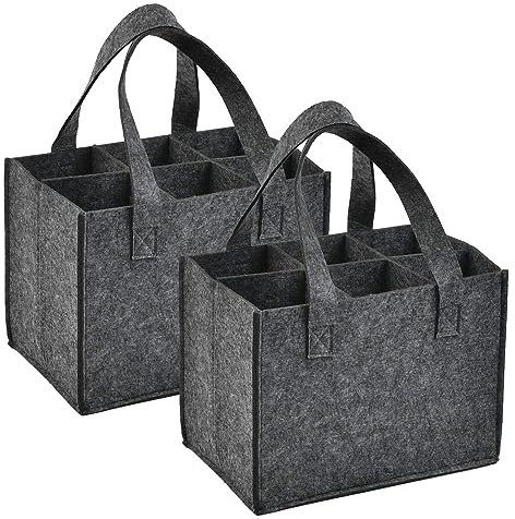 Anicy 2 Stück Flaschenträger 6 Flaschen - Wiederverwendbare Flaschentasche, Flaschenträger Filz, Bierträger, Getränketräger, Geeignet zum Einkaufen für Partys und Picknicks