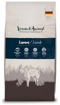 Venandi Animal - Cibo secco per gatti premium - agnello, confezione da 1 (1 x 6,5 kg), senza cereali con molta carne fresca