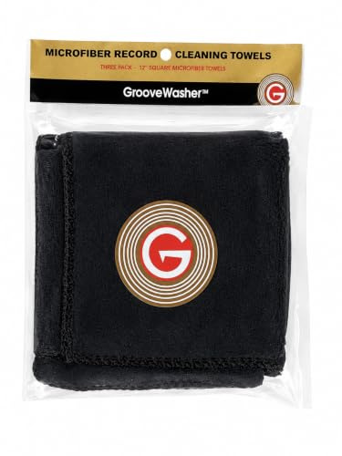 GrooveWasher Mikrofiber rengöringsduk för vinylskivor – 30 cm x 30 cm (3-pack) – premiumkvalitet, extra mjuk, förtvättad, absorberande för användning med skivrengöringslösning och borttagning av damm