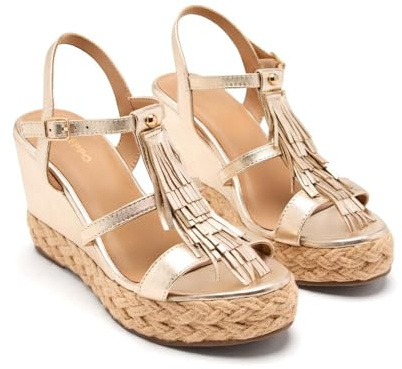 GIOSEPPO Sandalias CUÑA Piel Flecos ELDERON