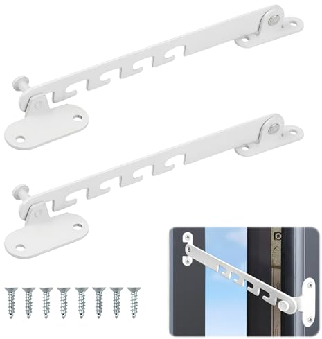 Dokeno 2 Pcs Fensterfeststeller, Fensterstopper Metall, Fensterstopper Beim Lüften Fensterstopper Kippfenster, Fensterriegel für Fenster, Kippregler, Fensterriegel zum Einstellen der Fensteröffnung