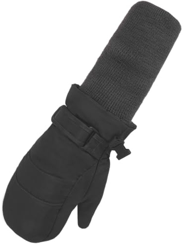 MAGARROW Children Kids Mittens Winter Warm Winter Snow Ski Windproof Gloves (Black- Long Cuff, 5-6 Years)