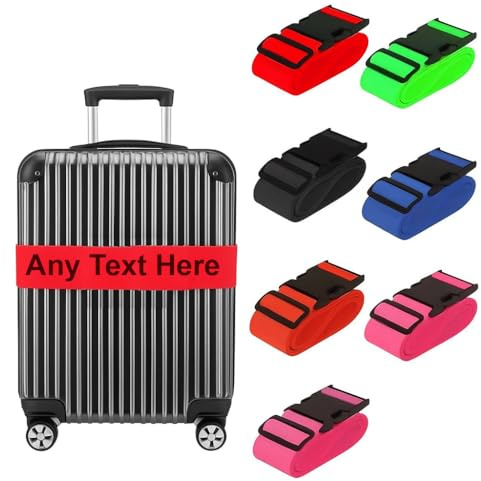 Personalised Luggage Strap Suitcase Embroidered/Printed Safe Luggage Belt 5cm wide