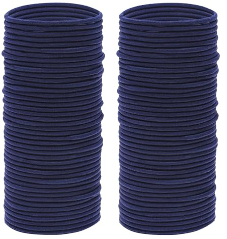 100 Navy Blue Hair Bands 2mm Navy Bobbles Thin Hair Ties for Girls School | Navy Hair Bands HXC Hairbands Elastic Ponytail Holders No Metal No Damage Hair Bobble for Women Men Girls Kids