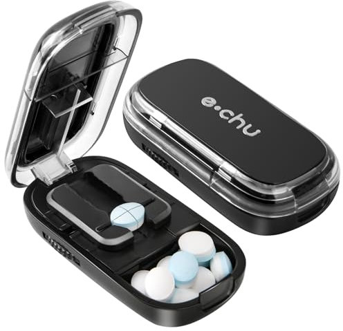 YAOZUP Coupe-Comprimé, Coupe Medicaments, Séparateur de Comprimés avec Lame, Séparateur de Pilules Portable, Coupe-Pilules pour Petits et Gros Cachets, Coupe Cachet pour Convient aux Voyages (Noir)