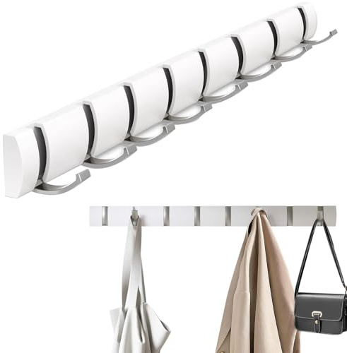 AONAT Appendiabiti da Parete con 8 Ganci,Nascosto Appendiabiti da Porta,Flip Attaccapanni da parete per Bagno,Camera da Letto,Studio,Armadietto