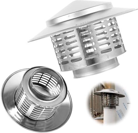 7.5 Cm Schornsteinhaube Mit Vogelschutz, 304 Edelstahl Rund Regenhut Für Schornstein Abgasrohr, Schornsteinabdeckung Kaminabdeckung Kamindach Regenschutz