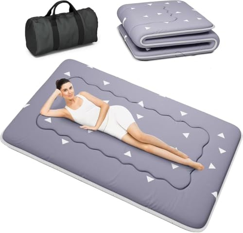 Kiseely Colchones para futones, Colchón futón japonés, Tatami Plegable, portátil, con Bolsa y Correa, para Dormitorio, colchón de Suelo Grueso, colchón Enrollable para Acampar (Gris RC1, 120X200cm)