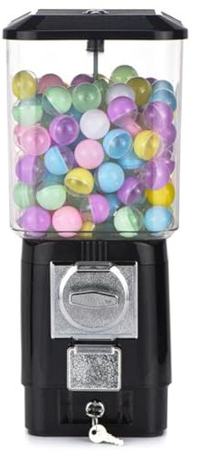 Gumball Machine pour Les Enfants, distributeurs automatiques de Bonbons, 200 balles vides, 100 jetons en Acier Inoxydable, Machine à bombardement à Bulles à Monnaie pour Les magasins de Jeux Black