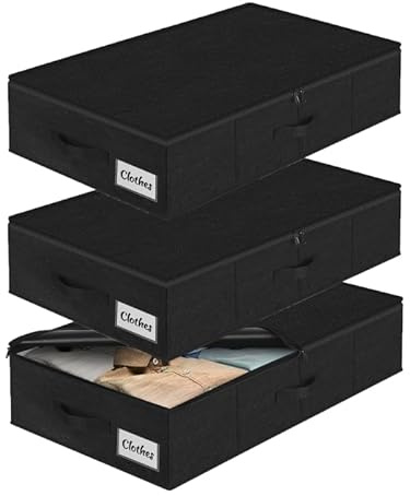 Förvaringslåda för undersäng med lock, 3 stycken vikbara undersängsbord, tvättbar klädförvaring och organisation, 3 handtag, dubbel dragkedja, förvaringslådor för kläder, filtar, 76 x 40 x 17 cm