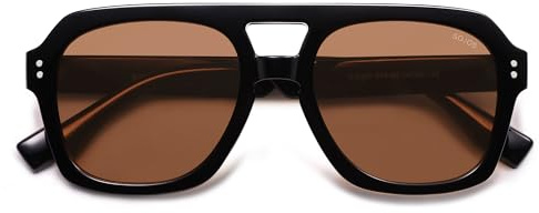 SOJOS Retro Thick Polarized Aviator Sunglasses for Women Men, Large Trendy Bold Square Pilot Shades SJ2385, Black/Blush Tint