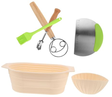 LABRIMP Cestas de Fermentación de Silicona Flexible para Masa Madre Cuencos y Pequeños para Hornear Pan con Kit Completo de Herramientas para Panadería Casa