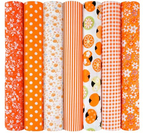 Aucuu 7 st feta fjärdedels tygpaket, 50 cm x 50 cm tygpaket, quiltning bomull, bunt quiltning hantverk Fa-bric, förskurna påsk och vårbomull Fa-bric för gör-det-själv-hantverk, sömnad, lapptäcke