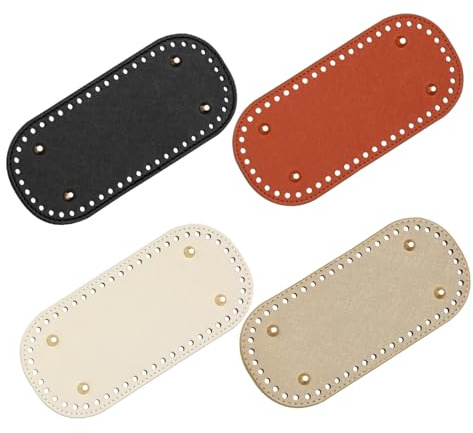 NUOBESTY 4 Pezzi di Borse A Mano con Base Ovale all'Uncinetto Basi per Borse Ovali Base per Cuscino per Borsa Cuscino per Borsa con Fori Ovale per