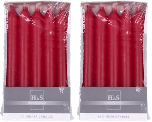 DONAU HOME Set di 20 candele a stelo lisce, in cartone, 17 x 2 cm, non profumate, cilindriche, per decorare il soggiorno, il bagno, 6 ore di combustione/candele
