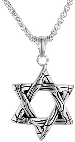 Davidsstjärna Halsband för kvinnor och män, 925 sterling silver hänge Hexagram dubbellagerkedja, judiska kvinnor, män födelsedag