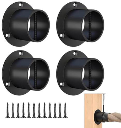 4 pezzi di copertura per corda, tappi di supporto per binari, supporti di fissaggio in metallo antiruggine per terrazza, giardino, recinzione esterna, ponte, hardware nero durevole per sicurezza e