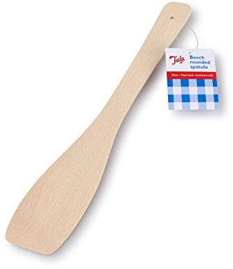 Tala Beechwood Slotted Spatula, 30cm, Sustainable Wooden Cooking Utensil, Heat-Resistant, Durable & Gentle on Non-Stick Cookware, Beige