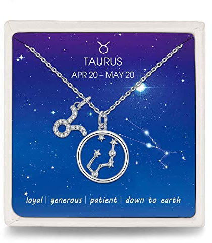 Qings Collana Segno Zodiacale Ariete Donna 925 Argento Costellazione Oroscopo Collana Ciondolo Astrologia Zirconia Cubici Collane