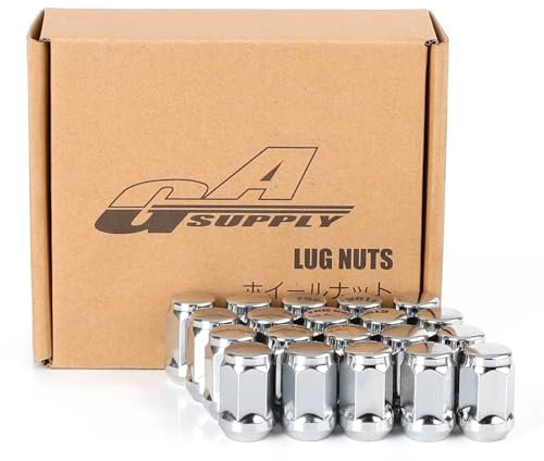 GAsupply 1/2- 20 Wheel Chrome Lug Nuts Closed End Bulge Acorn Lug Nuts Cone Seat 1.38 35mm Tall 3/4 19mm Hex, Compatable with Dodge Nitro RAM,Ford F-150 Mustang,Jeep TJ Wrangler