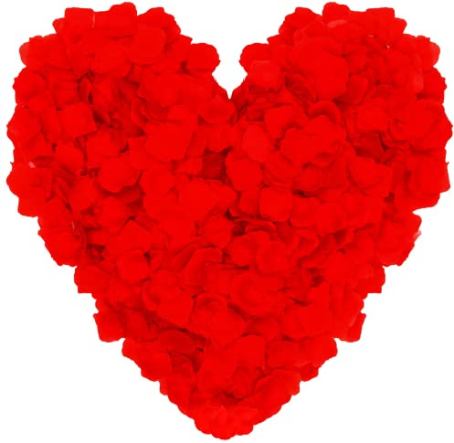 OWLKELA 3000pcs Rote Rosenblätter Künstliche Blumen Seidenblumen Romantische Dekoration für Valentinstag Hochzeit Taufe Geburtstag Romantische Atmosphäre