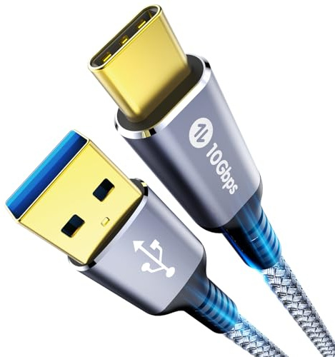 Fannoday USB C Kabel, 0.3M USB auf C Kabel 10Gbps Nylon Geflochtenes Schnellladekabel Typ C Ladekabel für iPhone 16/15 Serie für Galaxy S24/S23 Android Auto usw-Grau