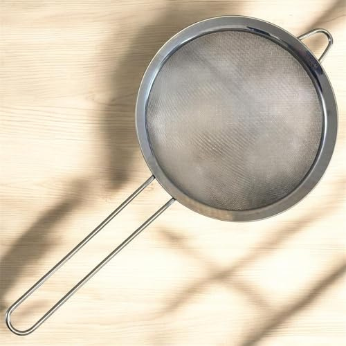 AHASON'S Fine Mesh Sieve Strainer Stainless Steel | Premium Quality 201ss with Strong Sturdy Long Handle | Rust Free Mesh | No Sharp Edges, (20cm)