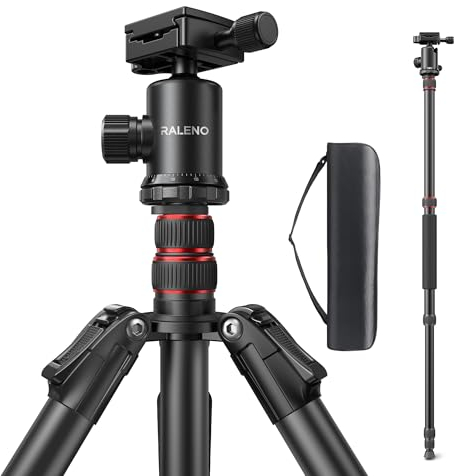 RALENO 198 cm Kamerastativ, Stativ mit 360° Panorama Kugelkopf, Professionelles Camera Tripod mit 10kg Tragkraft, für Reise und Arbeit, WiFi 40M wasserdicht